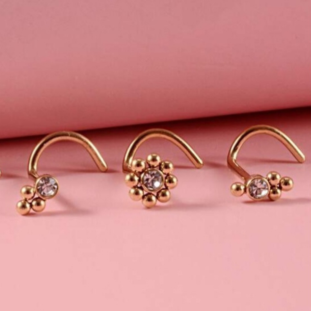 Nose Ring Set with Crystal Accents